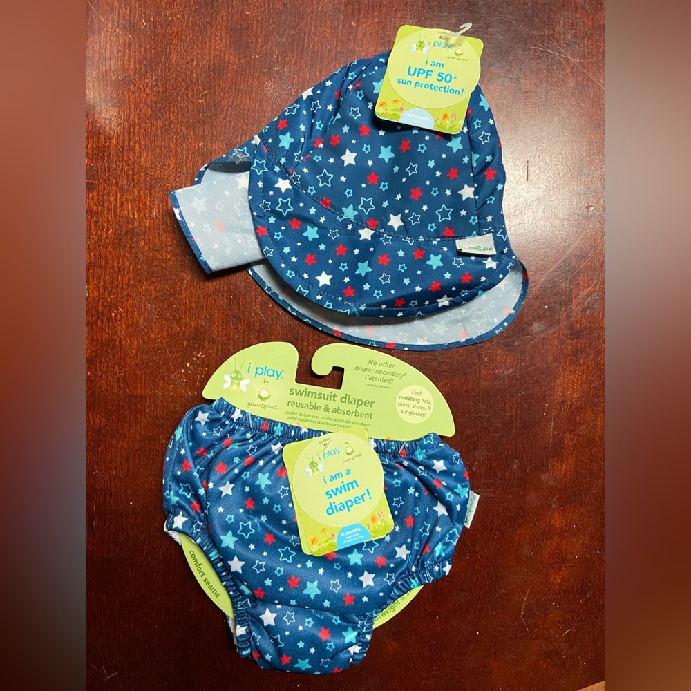 Swim diaper and matching hat - UV Protection